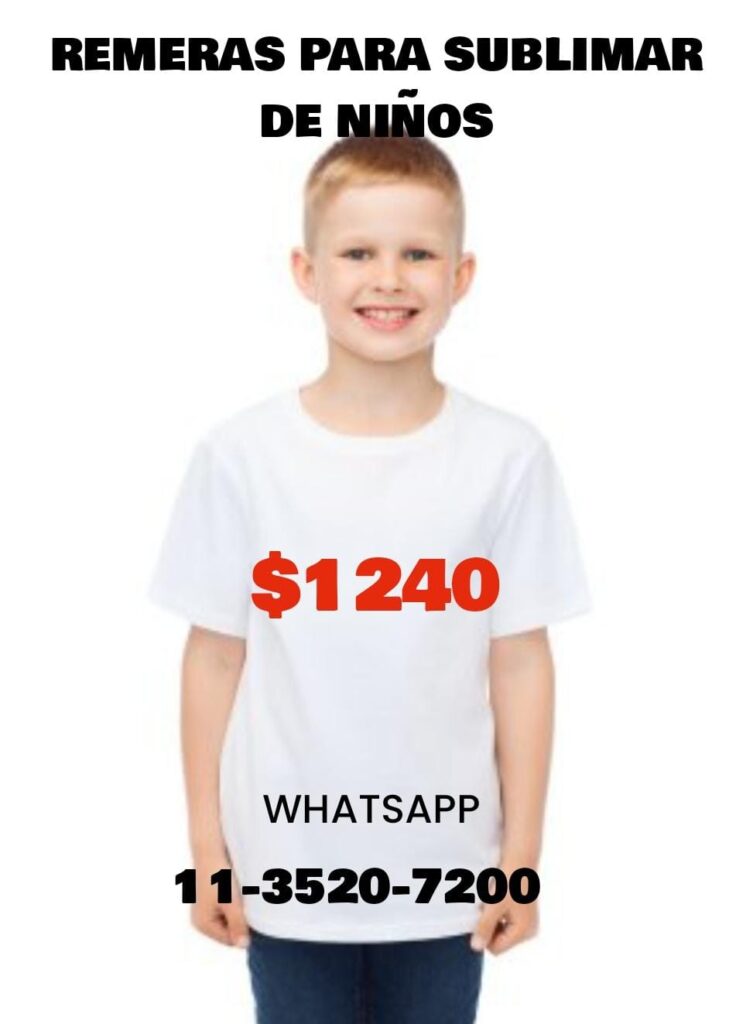 Remera Blanca Para Sublimar niño