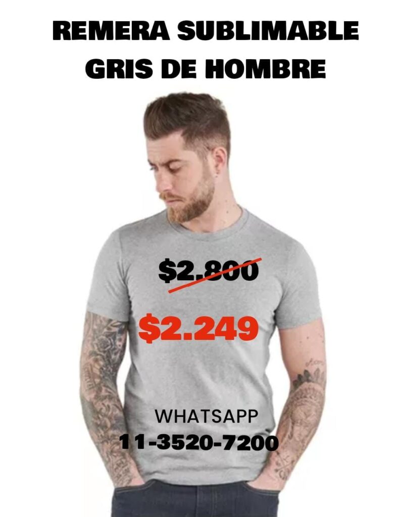 Remera Gris Para Sublimar Unisex